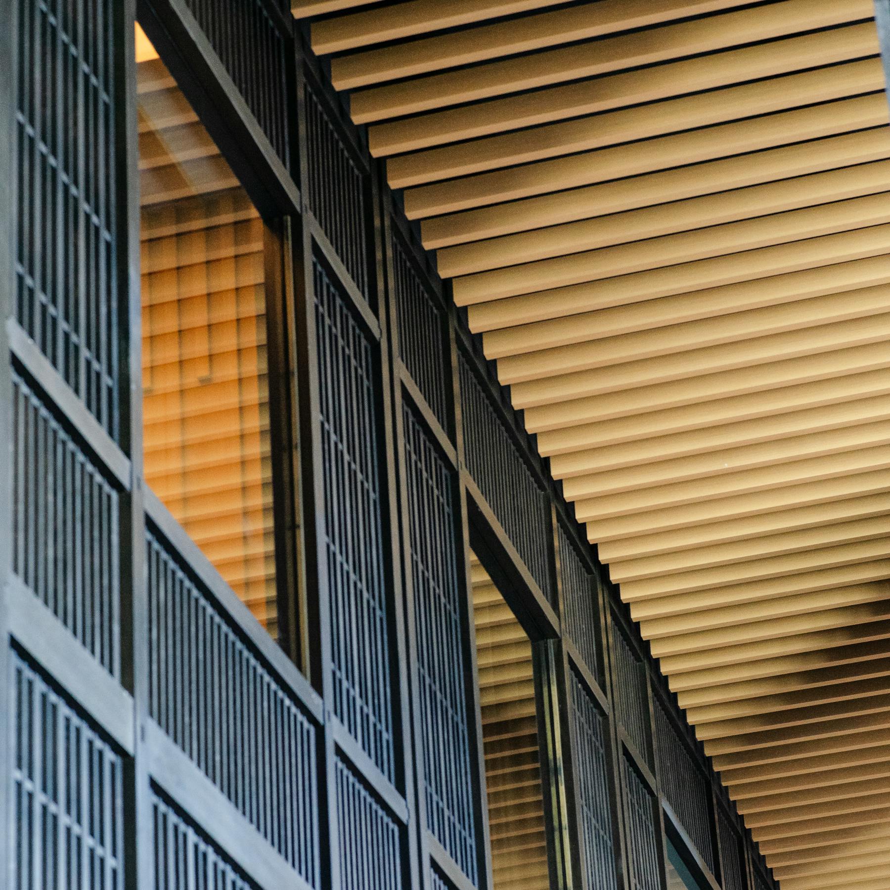 Japanese-inspired wood paneled interior with quiet ambient light